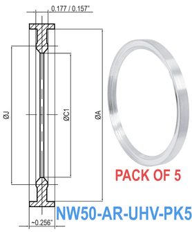 NW50 HV to UHV Metal Seal Centering Rings NW50 - AR - UHV - PK5 - Chemtech Scientific Incorporated