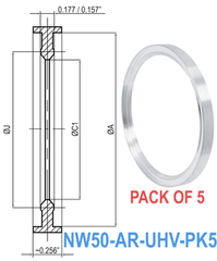 NW50 HV to UHV Metal Seal Centering Rings NW50 - AR - UHV - PK5 - Chemtech Scientific Incorporated