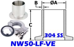NW50 Long Butt Flange Stainless (NW50 - LF - VE) - Chemtech Scientific Incorporated