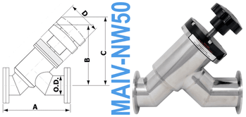 NW50 Manual Angle Inline Valve (MAIV - NW50 - OS) - Chemtech Scientific Incorporated