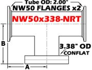 NW50 To 3.38" OD Conflat Non - Reducing Tee NW50x338 - NRT - Chemtech Scientific Incorporated
