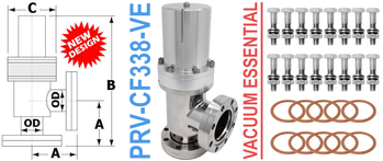 Pneumatic Right Angle Valve 3.38" OD Conflat (PRV - CF338 - VE) - Chemtech Scientific Incorporated