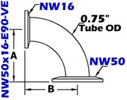 90° Reducing Elbow (NW50x16-E90-VE)