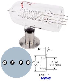 Single Iridium Filament NW40 (KF40) Flange GK-IR-NW40