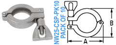 Stainless Wing Clamp Fits: NW25 (NW25 - CSP - PK10) - Chemtech Scientific Incorporated