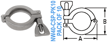Stainless Wing Clamp Fits: NW40 (NW40 - CSP - PK10) - Chemtech Scientific Incorporated