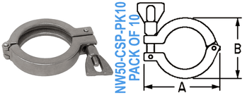 Stainless Wing Clamp Fits: NW50 (NW50 - CSP - PK10) - Chemtech Scientific Incorporated