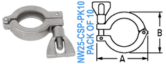 Stainless Wing Clamp Fits: NW25 (NW25-CSP-PK10)