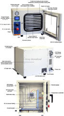 0.9 CF Vacuum Oven 5 Sided Heat, SST Tubing/Valves - Chemtech Scientific