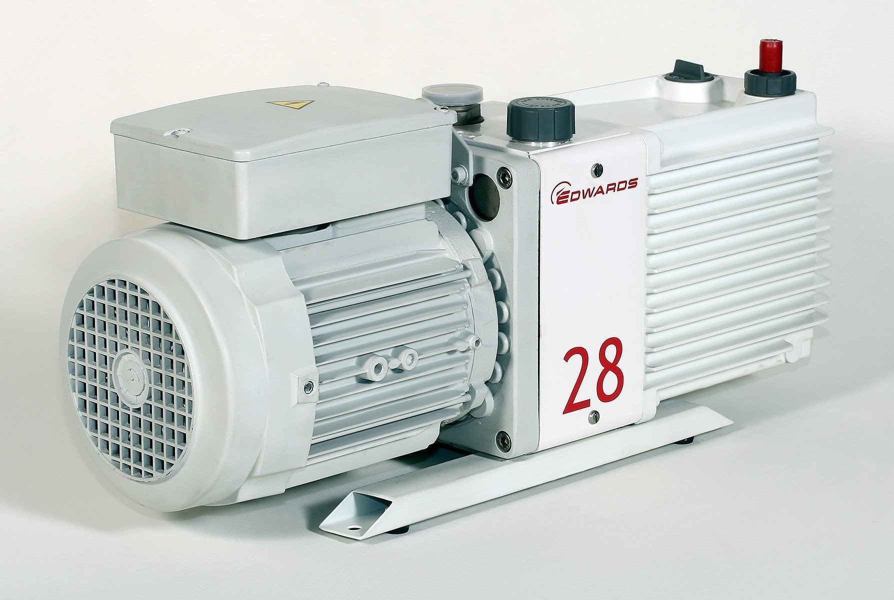 Edwards E2M28FX Two Stage Rotary Vane Vacuum Pump (A37325984) – 19.5 CFM at 60Hz, 115/200-230V 1-phase with IEC60320 connector, PFPE prepared for corrosive vapors.