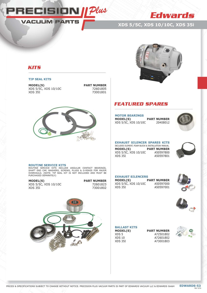 Tip Seal Kit Edwards XDS 5 / XDS 10 A72601805 Chemtech Scientific